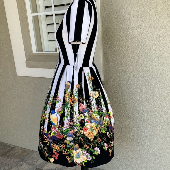LuLaRoe Dresses & Skirts - LULAROE AMELIA Striped Dipped Floral Bird Pattern